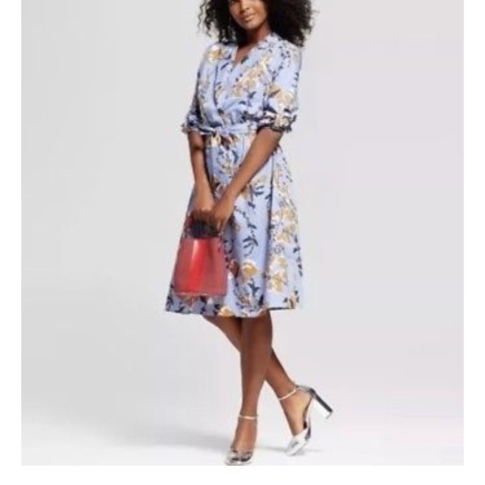 Who What Wear floral striped blue dress. Size L